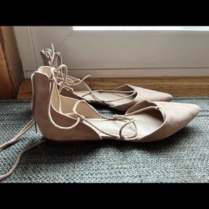 Light pink lace up flats